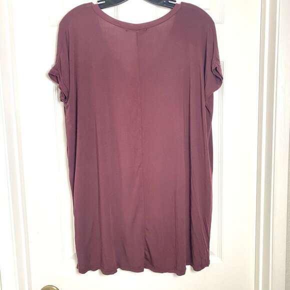 Brandy Melville Maroon Relaxed Oversized V-Neck Top Size OS As Is - Picture 5 of 9